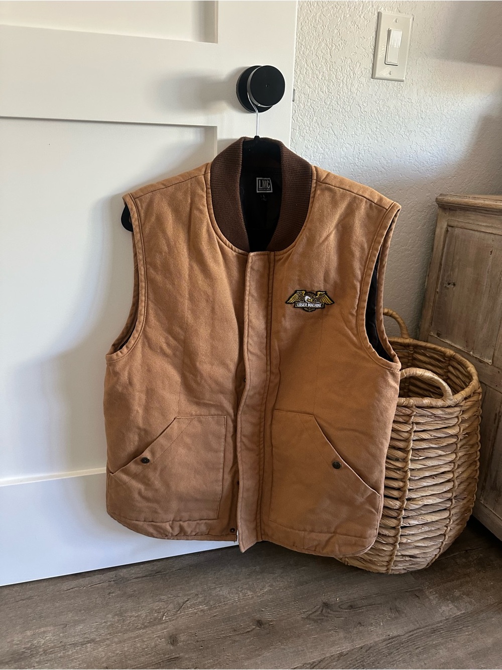 Men's Loser Machine Brown Quilted Work Vest Size Large